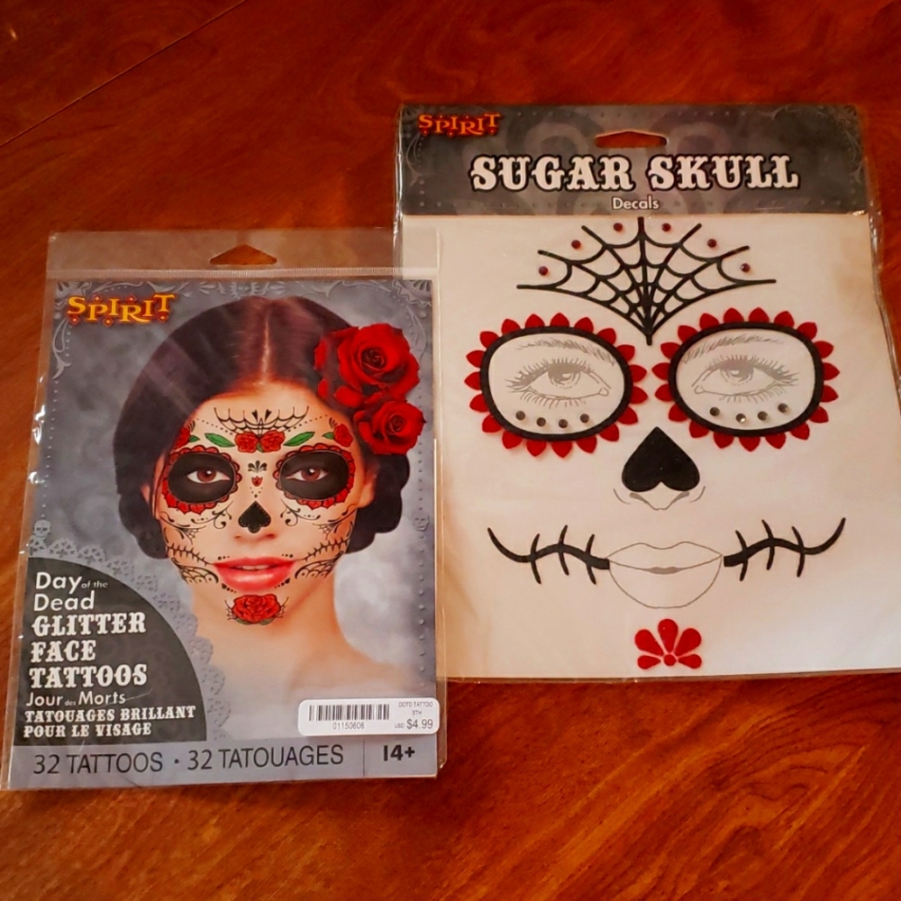 2 Halloween sugar skull decals
